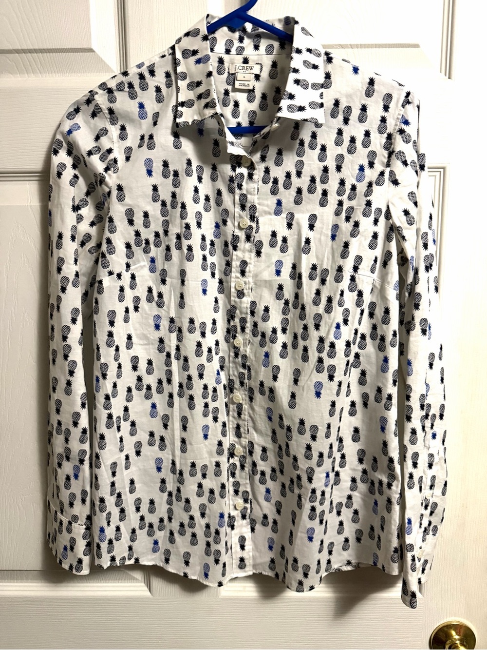 J. Crew Women’s White Pineapple Print Button-Up Shirt